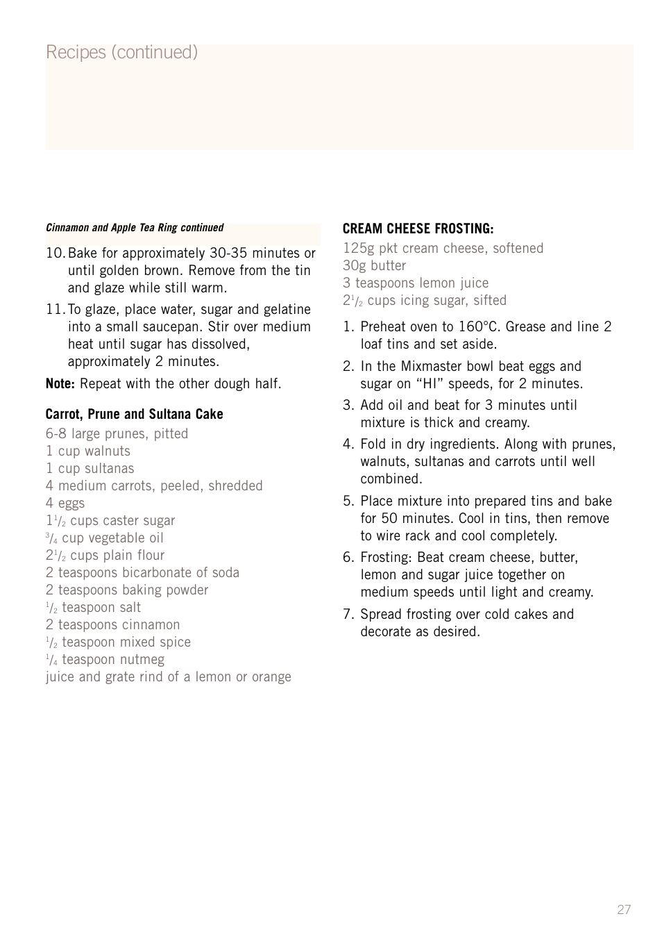 Recipes (continued) | Sunbeam MX5950 User Manual | Page 29 / 39