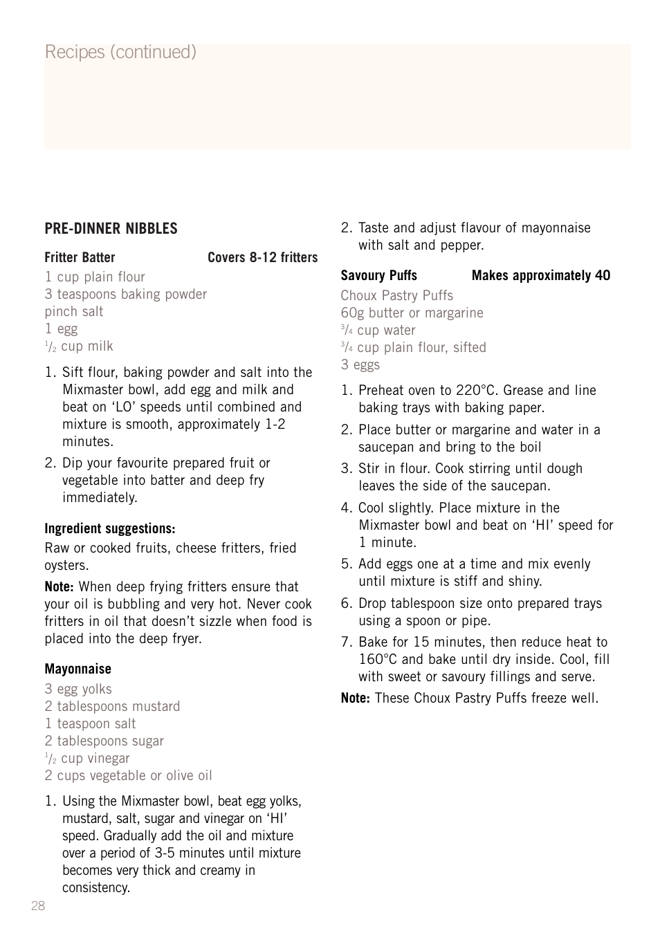 Recipes (continued) | Sunbeam MX5950 User Manual | Page 30 / 39