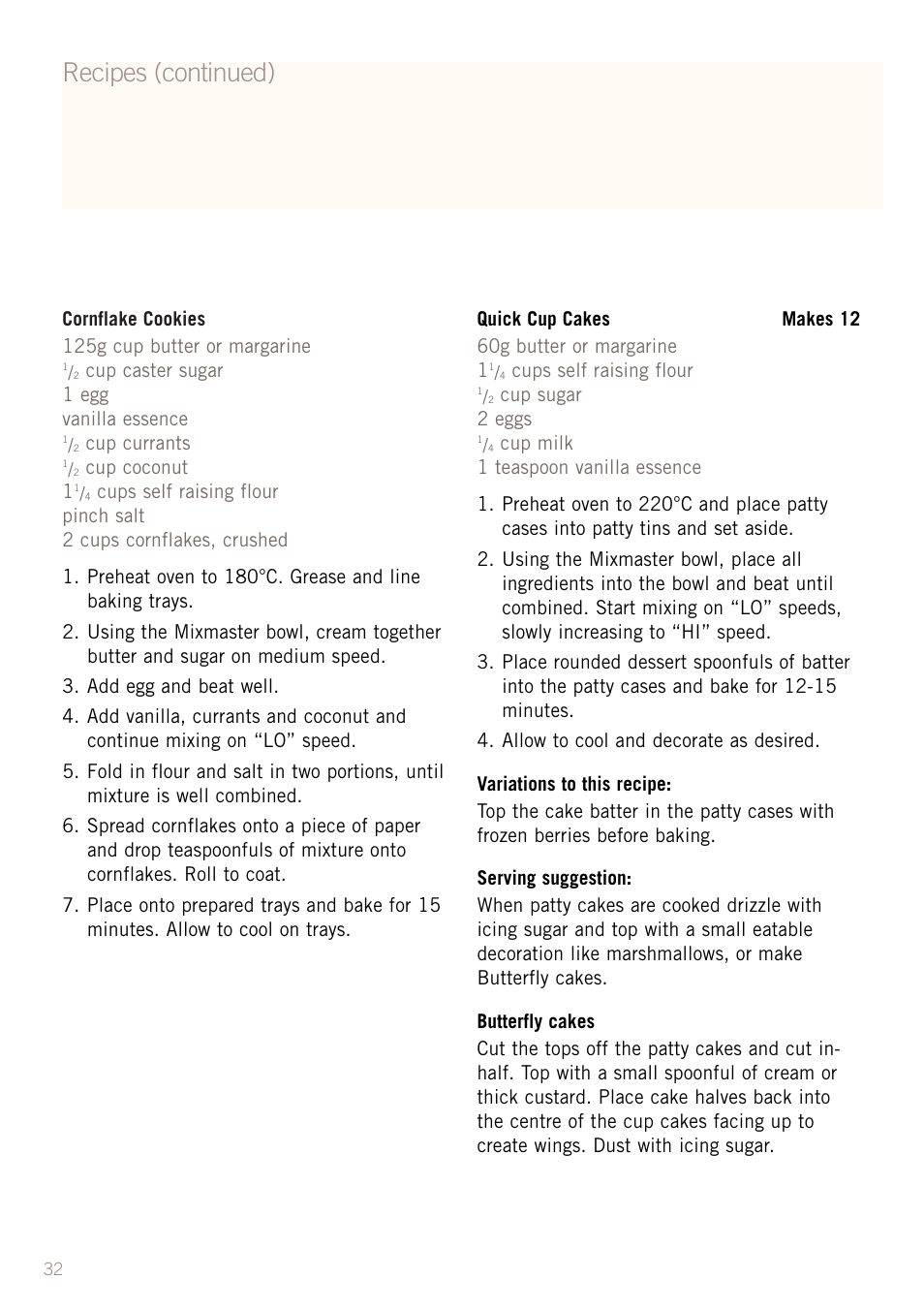 Recipes (continued) | Sunbeam MX5950 User Manual | Page 34 / 39