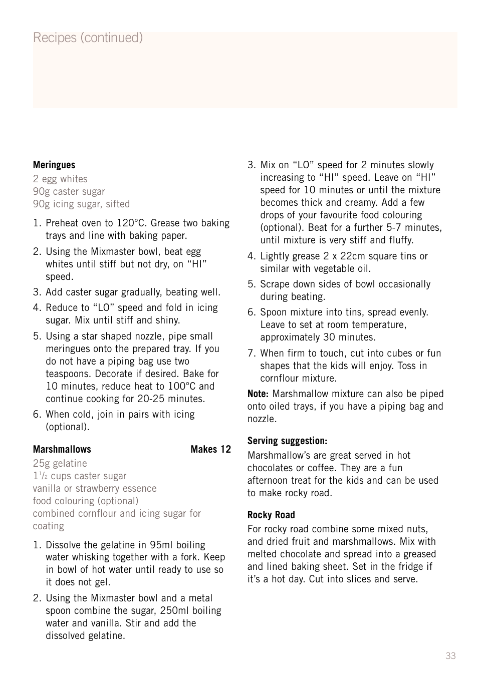 Recipes (continued) | Sunbeam MX5950 User Manual | Page 35 / 39