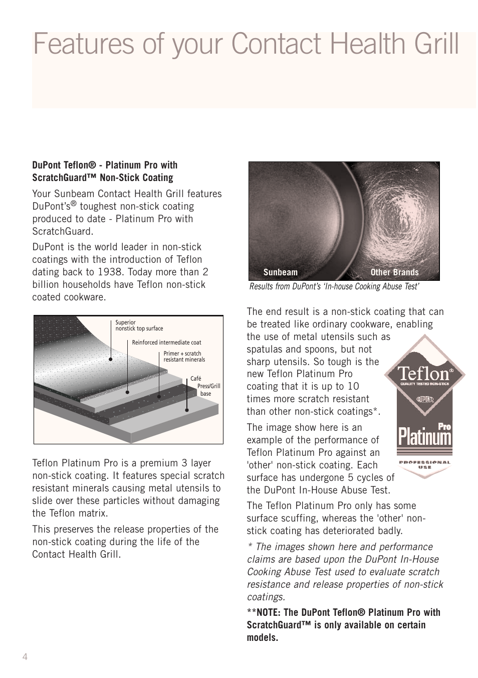 Features of your contact health grill | Sunbeam GC4600 User Manual | Page 6 / 24