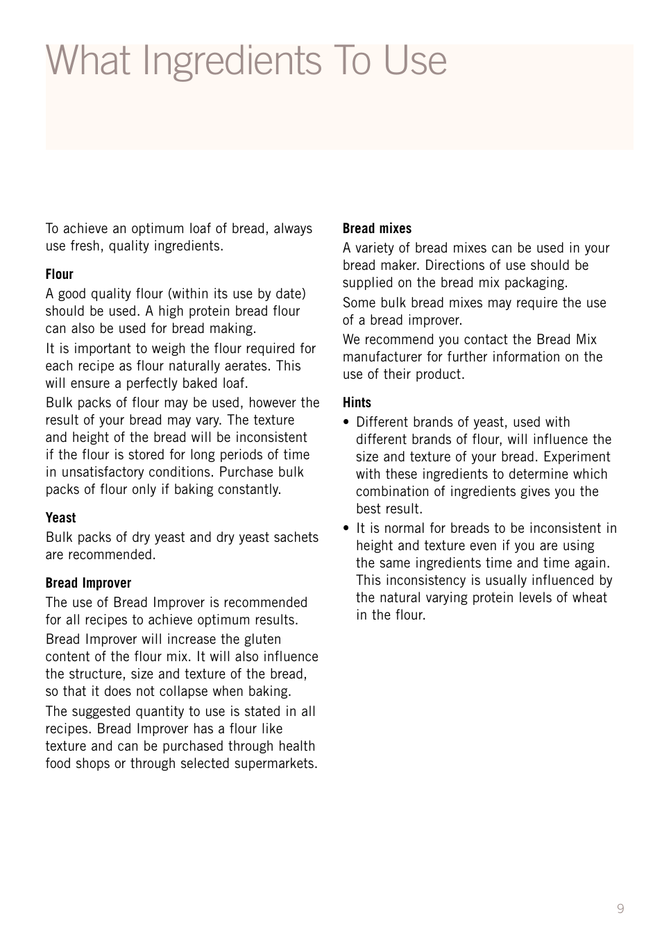 What ingredients to use | Sunbeam BM3500 User Manual | Page 12 / 67