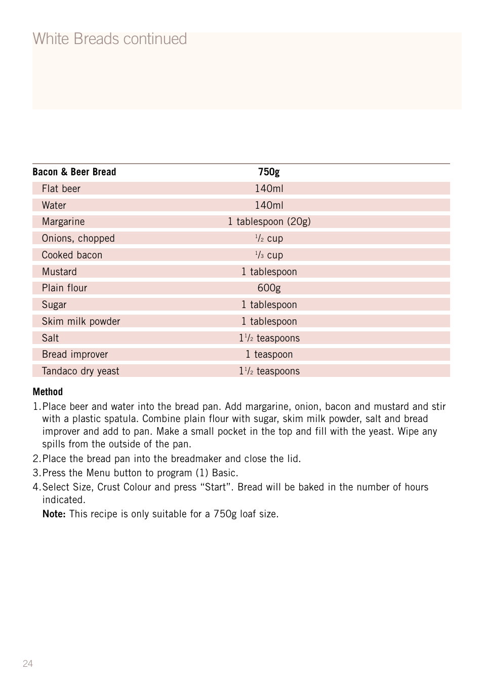 White breads continued | Sunbeam BM3500 User Manual | Page 27 / 67
