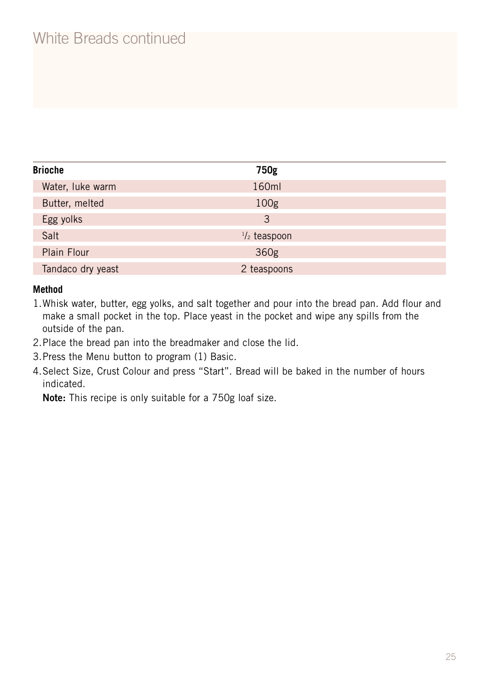 White breads continued | Sunbeam BM3500 User Manual | Page 28 / 67
