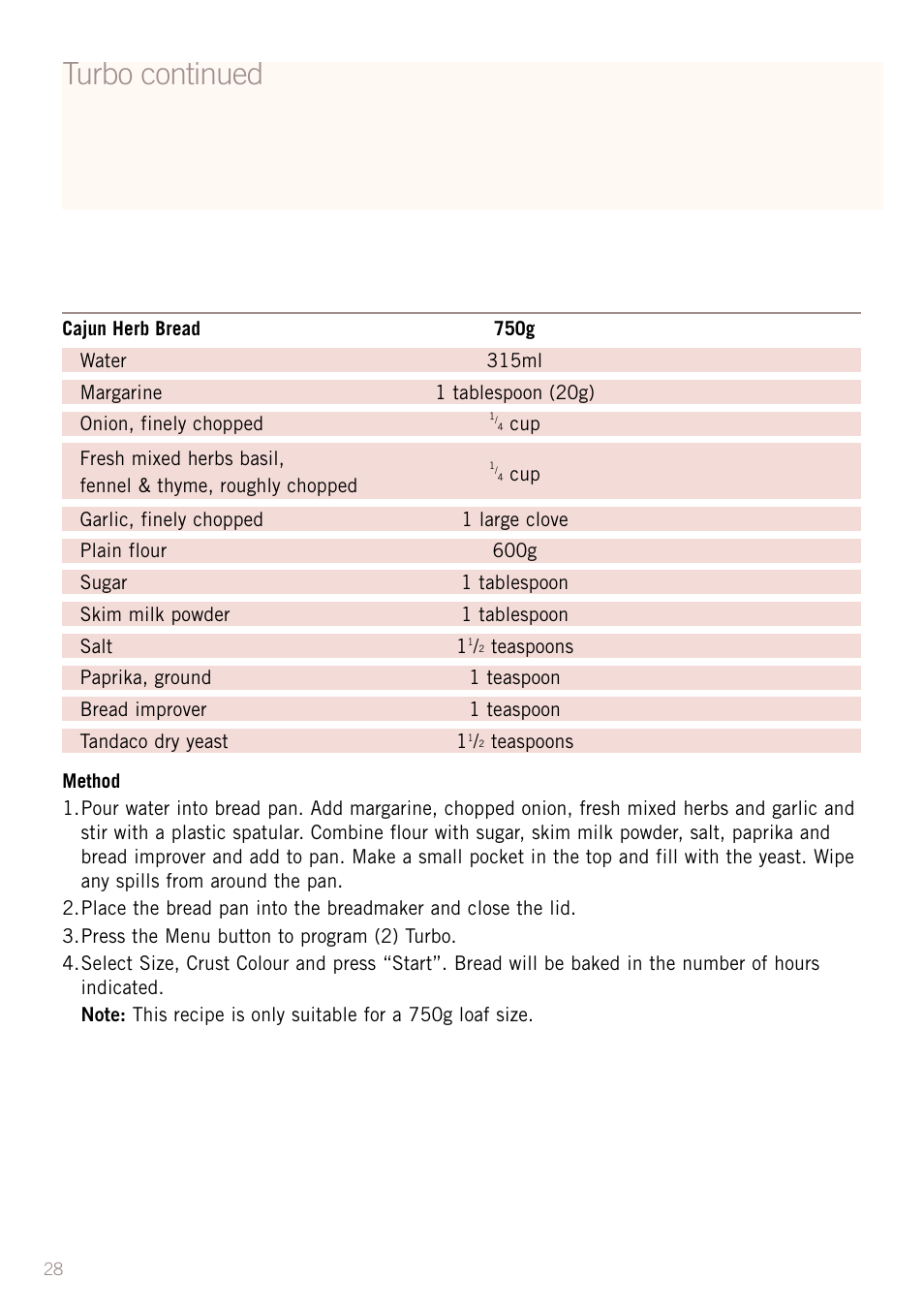Turbo continued | Sunbeam BM3500 User Manual | Page 31 / 67