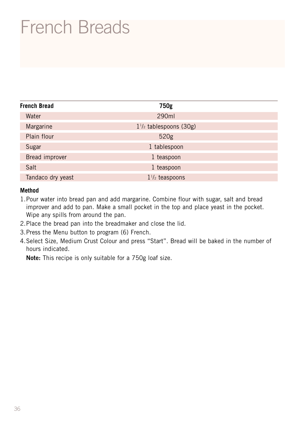 French breads | Sunbeam BM3500 User Manual | Page 39 / 67