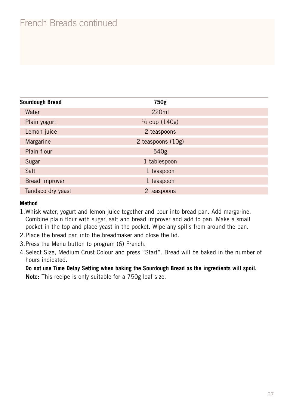 French breads continued | Sunbeam BM3500 User Manual | Page 40 / 67