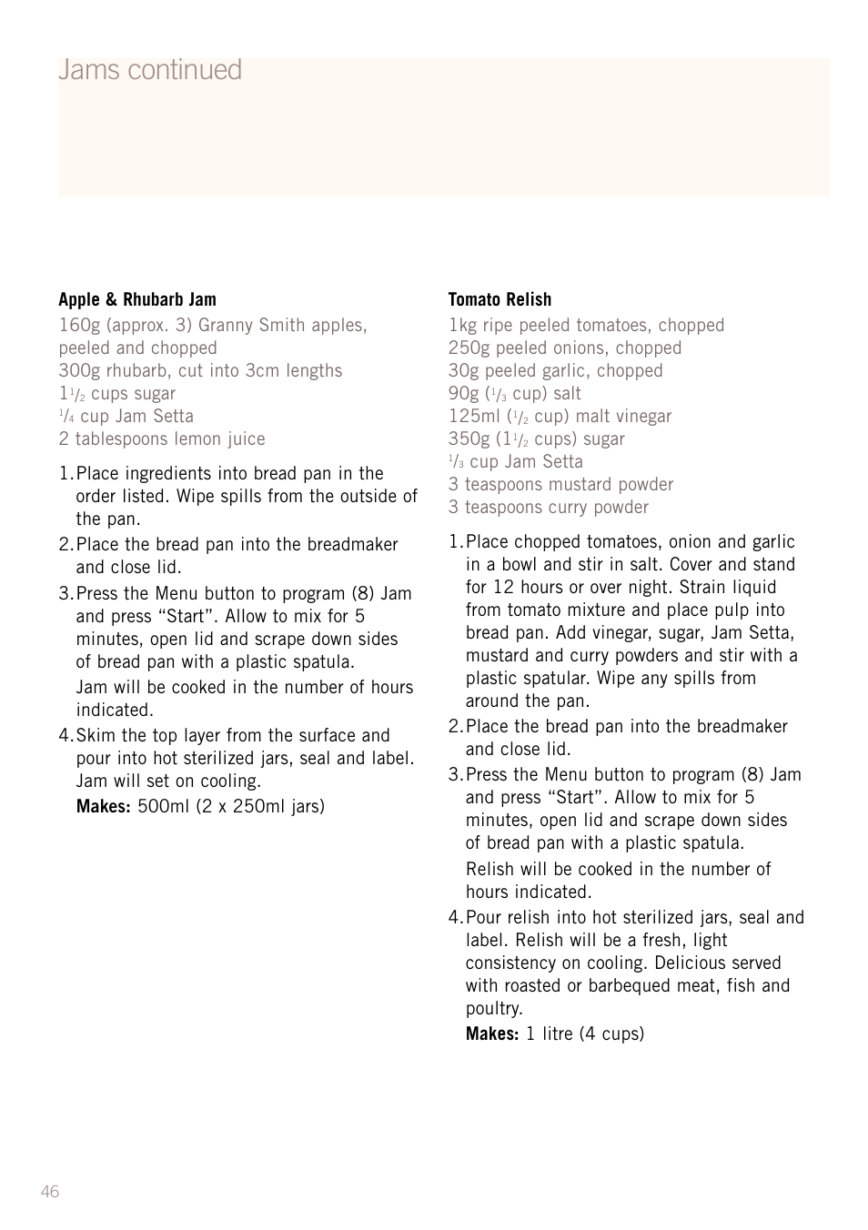 Jams continued | Sunbeam BM3500 User Manual | Page 49 / 67