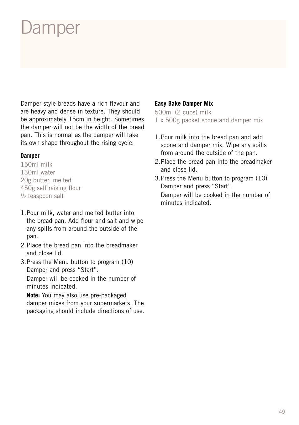 Damper | Sunbeam BM3500 User Manual | Page 52 / 67