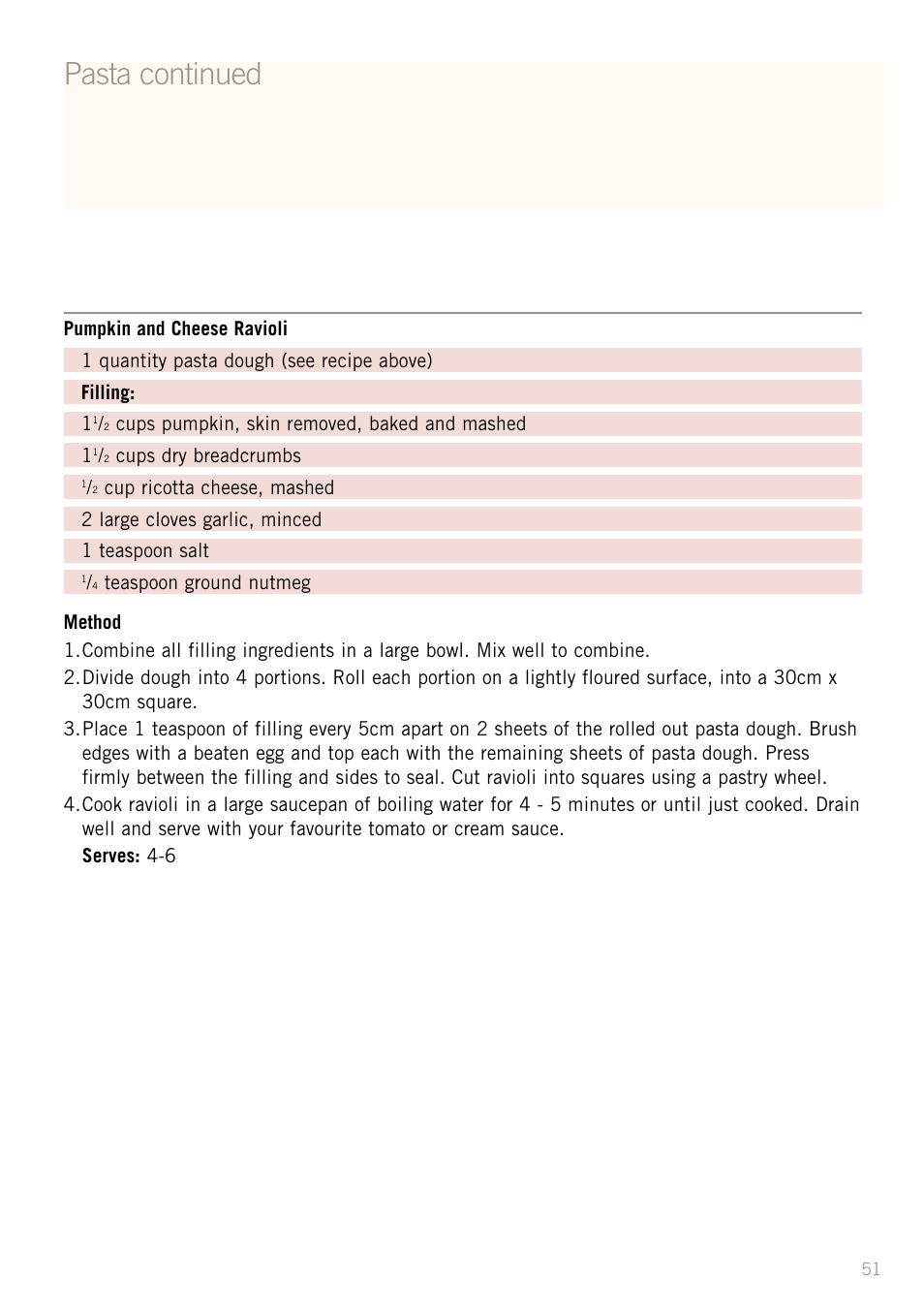 Pasta continued | Sunbeam BM3500 User Manual | Page 54 / 67