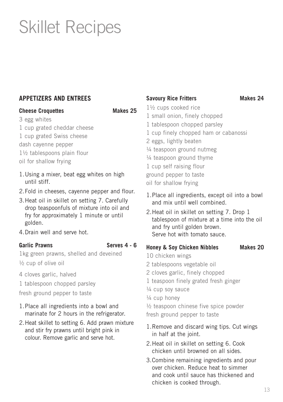 Skillet recipes | Sunbeam SK6400 User Manual | Page 14 / 29