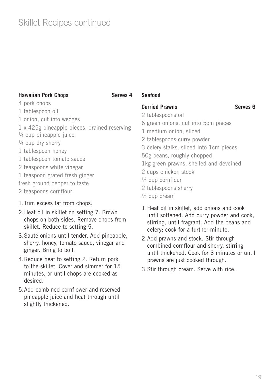 Skillet recipes continued | Sunbeam SK6400 User Manual | Page 20 / 29