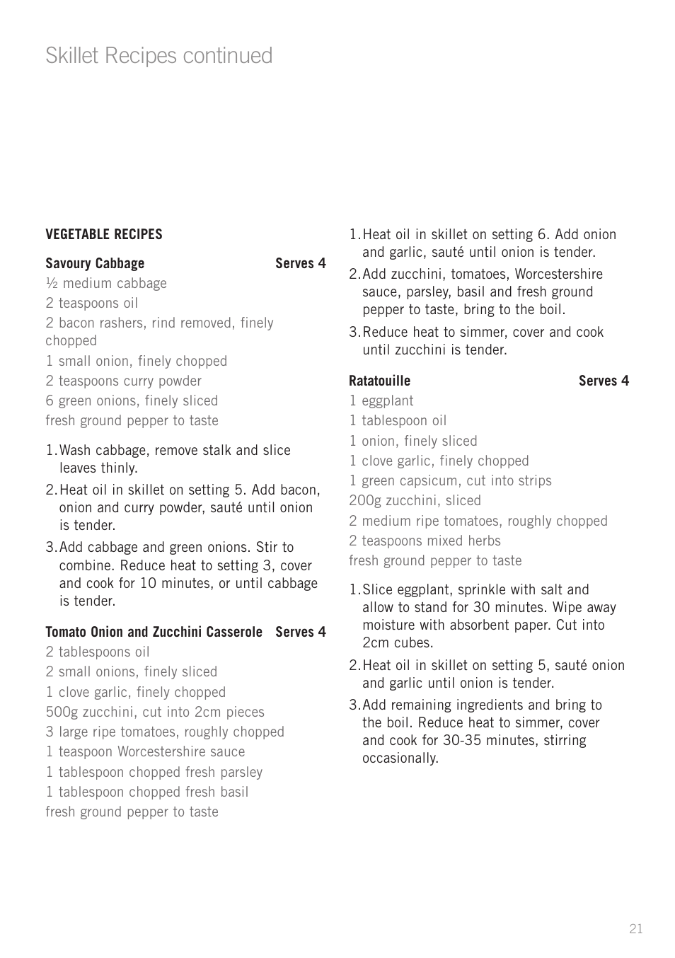 Skillet recipes continued | Sunbeam SK6400 User Manual | Page 22 / 29