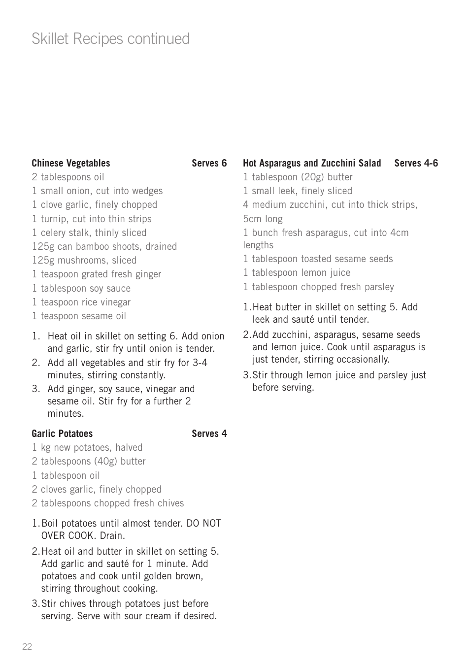 Skillet recipes continued | Sunbeam SK6400 User Manual | Page 23 / 29