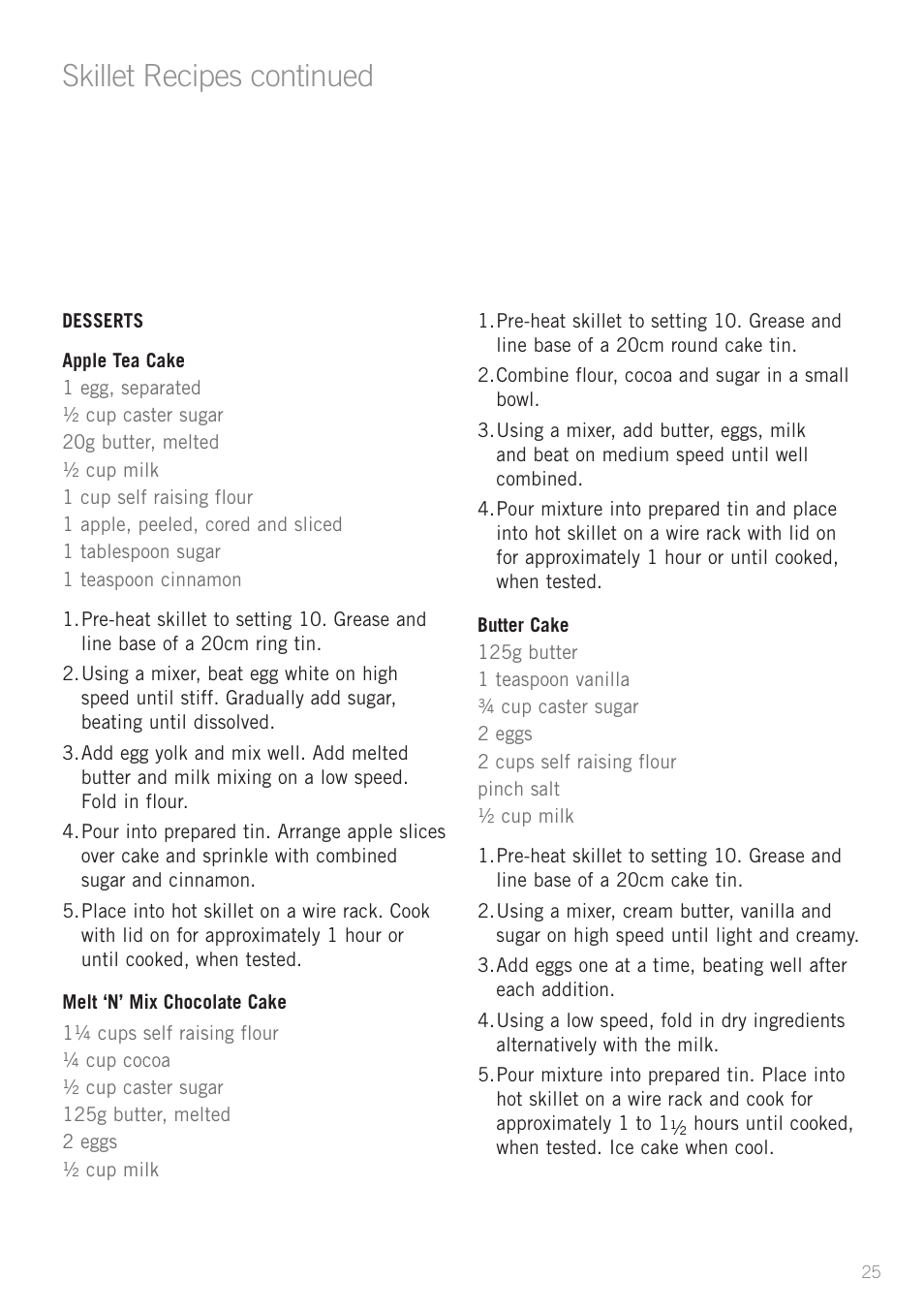 Skillet recipes continued | Sunbeam SK6400 User Manual | Page 26 / 29