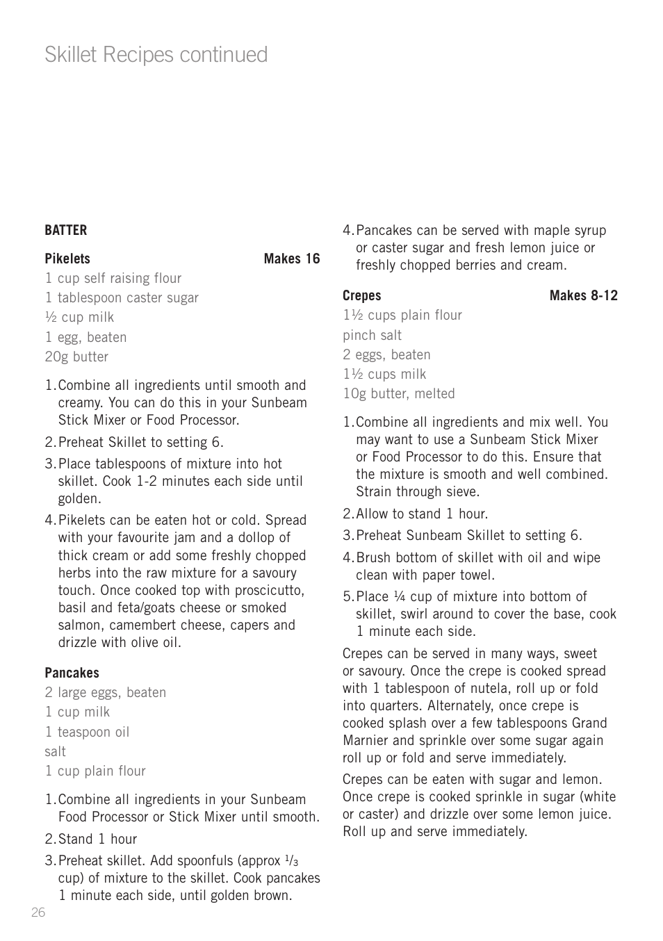 Skillet recipes continued | Sunbeam SK6400 User Manual | Page 27 / 29