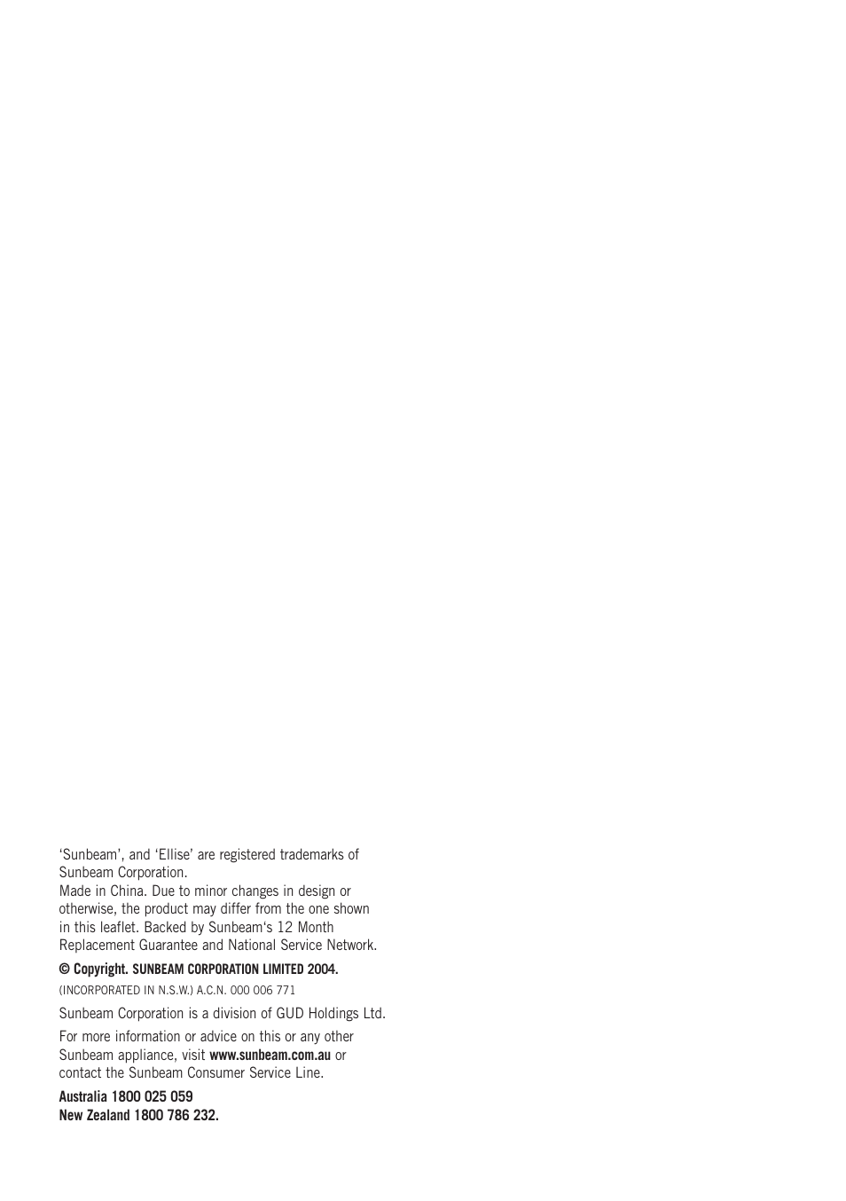 Sunbeam SK6400 User Manual | Page 28 / 29