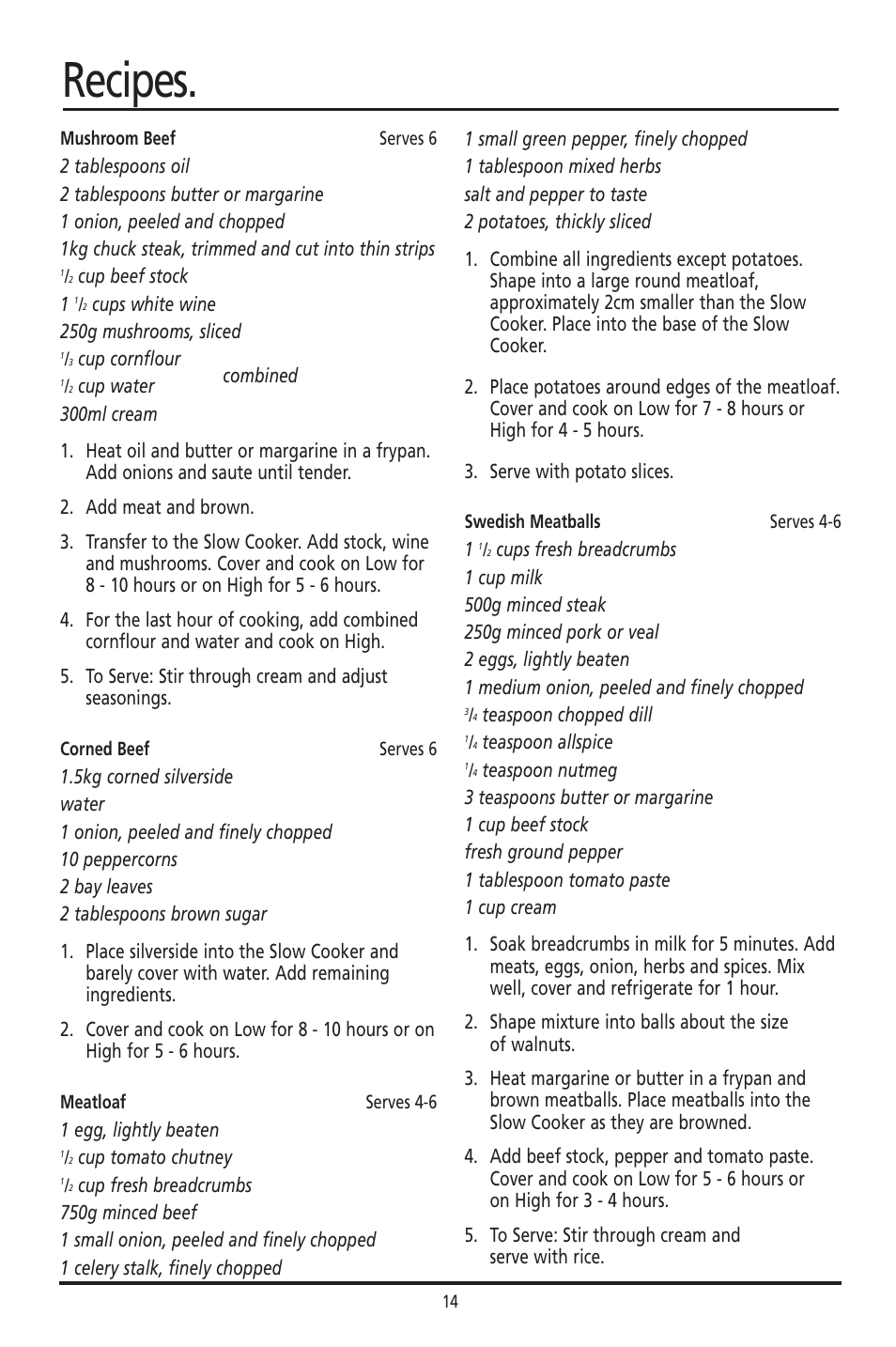 Recipes | Sunbeam HP003D User Manual | Page 14 / 23