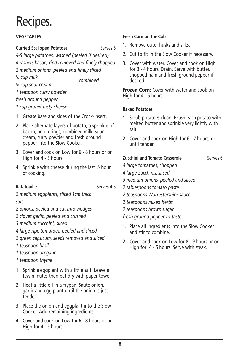 Recipes | Sunbeam HP003D User Manual | Page 18 / 23