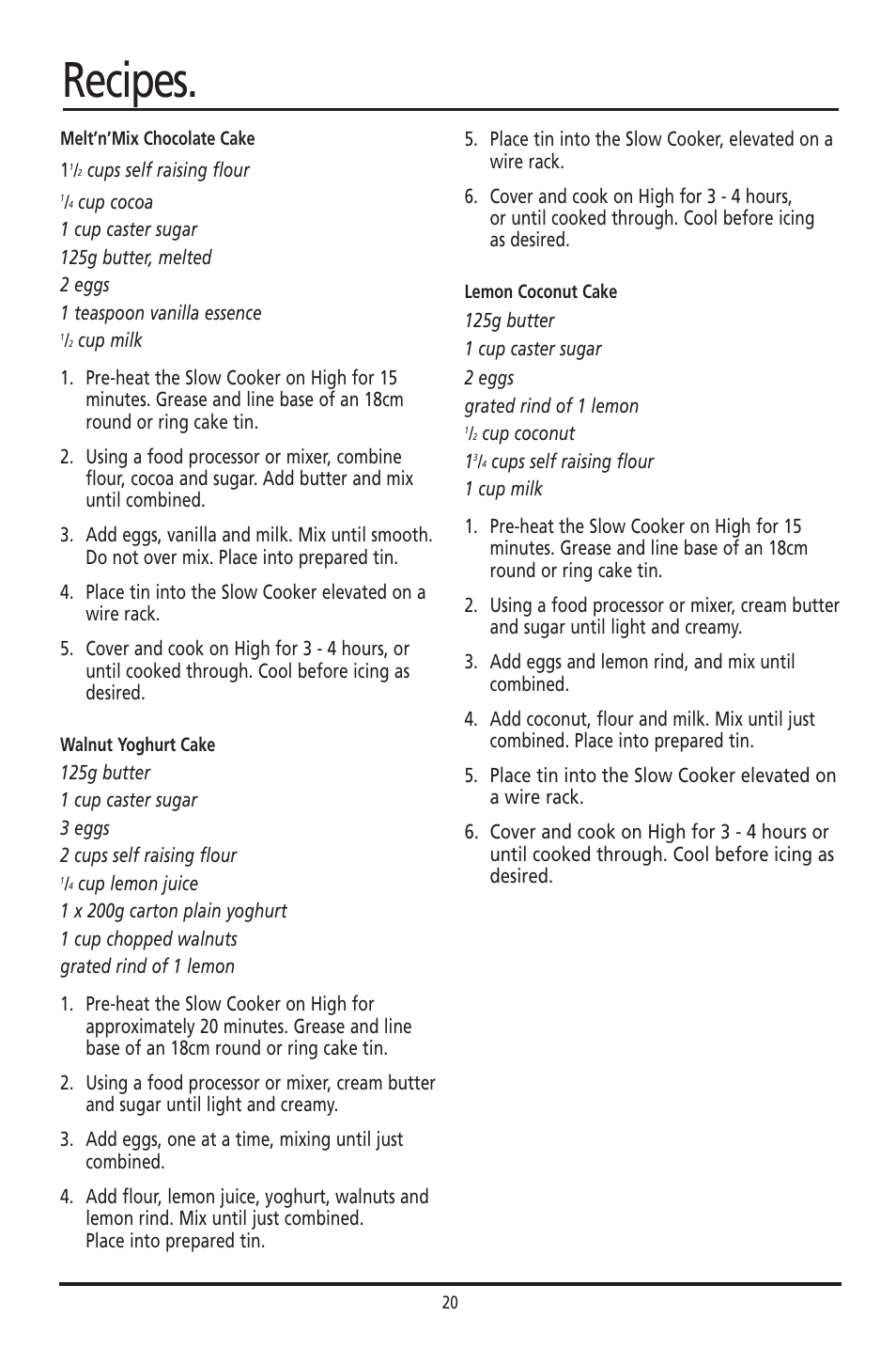 Recipes | Sunbeam HP003D User Manual | Page 20 / 23