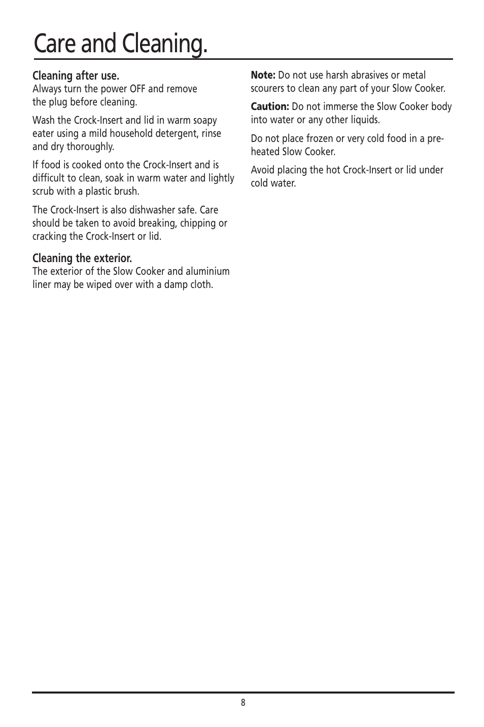 Care and cleaning | Sunbeam HP003D User Manual | Page 8 / 23
