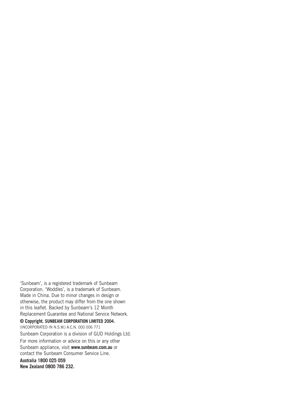Sunbeam WM3100 User Manual | Page 11 / 12