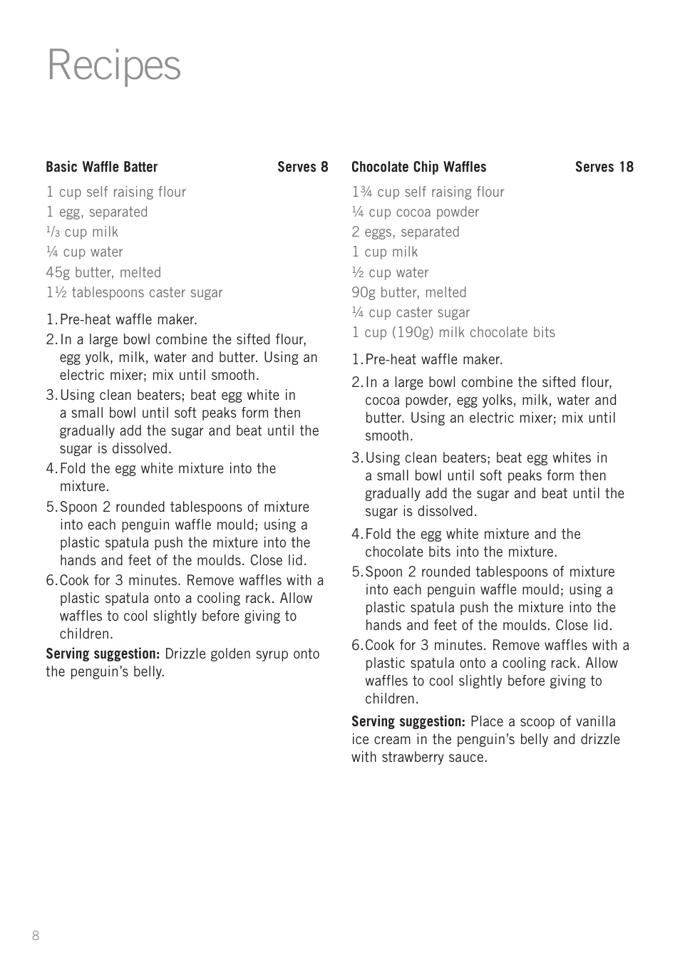 Recipes | Sunbeam WM3100 User Manual | Page 8 / 12