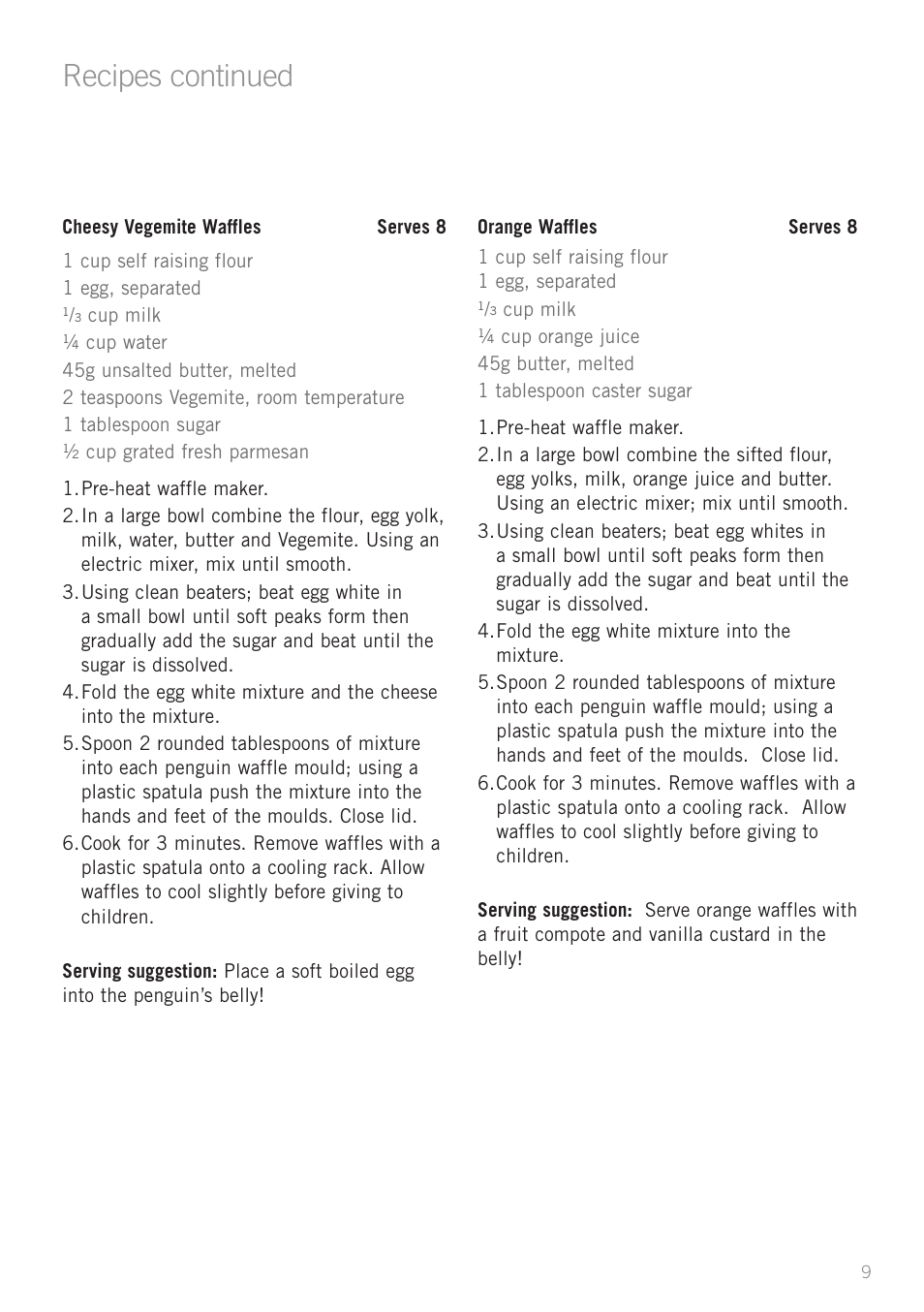 Recipes continued | Sunbeam WM3100 User Manual | Page 9 / 12