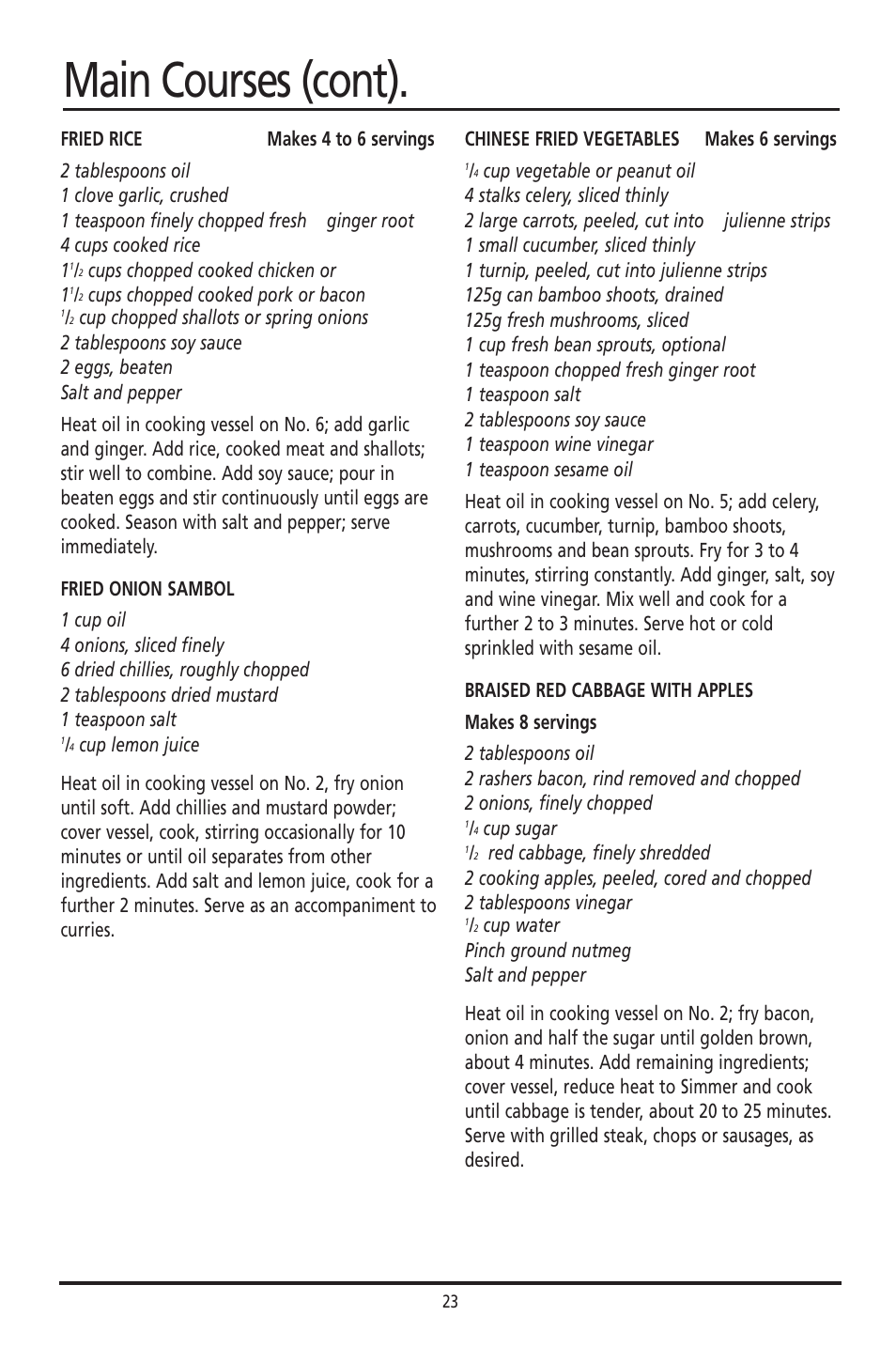 Main courses (cont) | Sunbeam DF4400 User Manual | Page 23 / 36