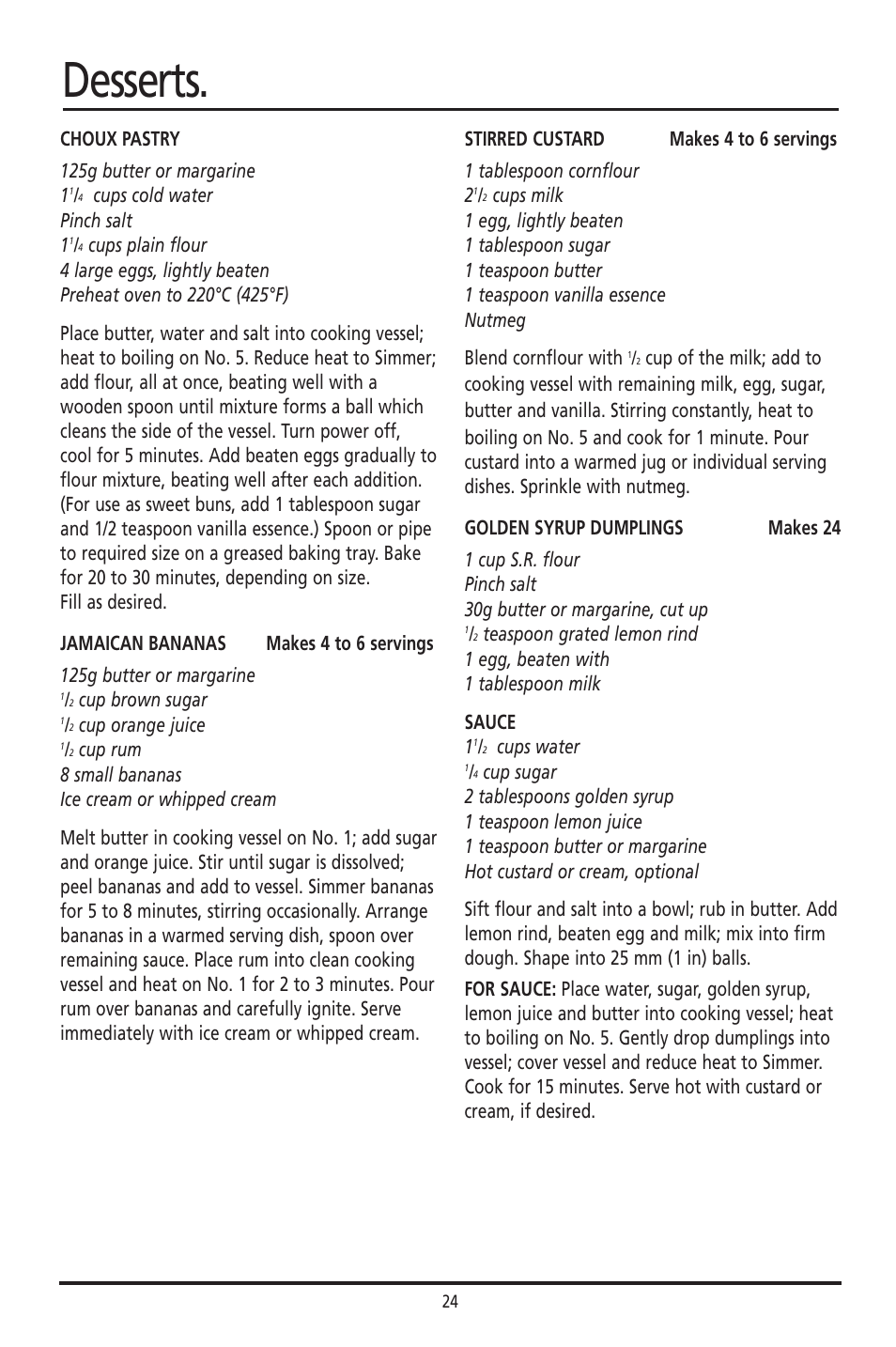 Desserts | Sunbeam DF4400 User Manual | Page 24 / 36