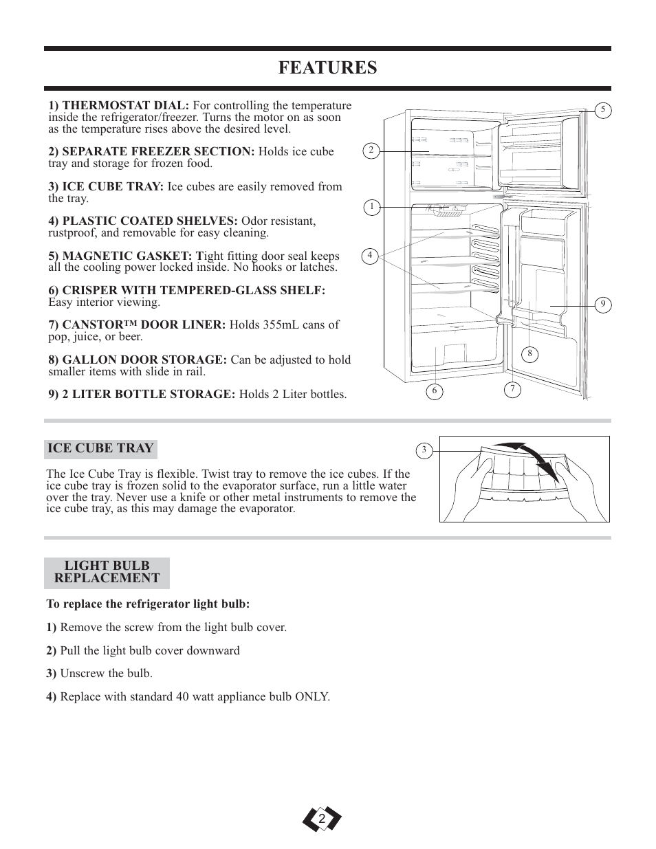 Features | Sunbeam DFF258WSB User Manual | Page 3 / 20