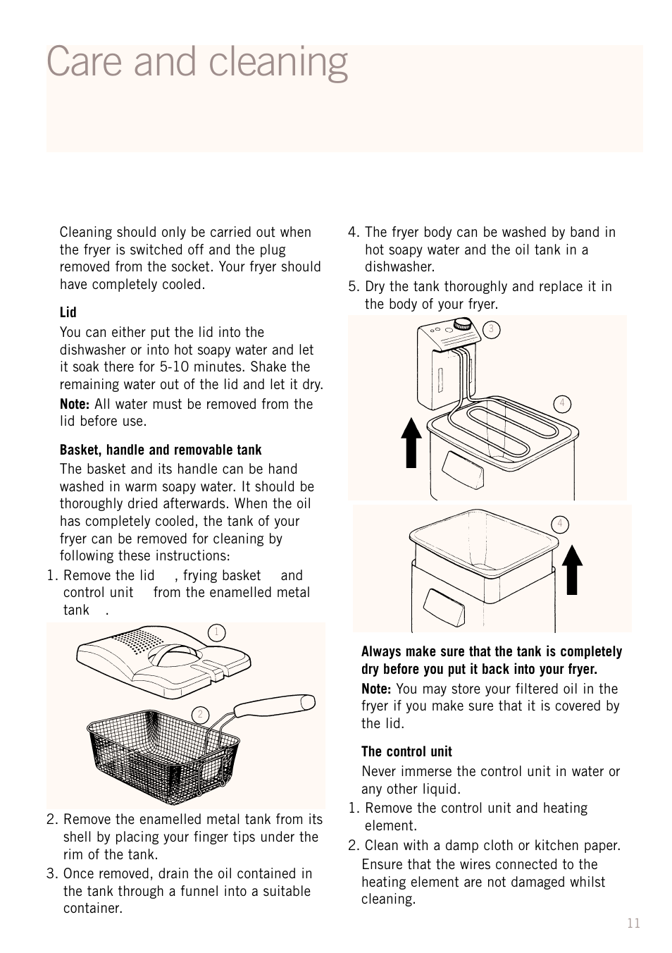 Care and cleaning | Sunbeam DF5200S User Manual | Page 13 / 24