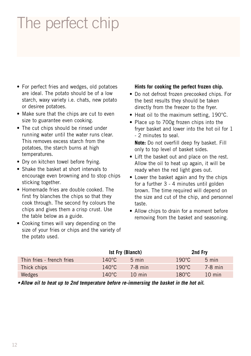 The perfect chip | Sunbeam DF5200S User Manual | Page 14 / 24