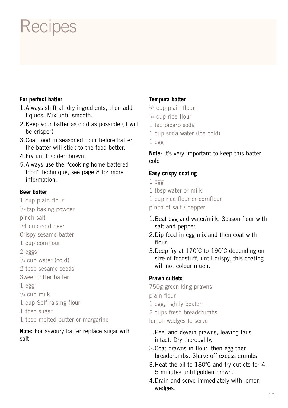 Recipes | Sunbeam DF5200S User Manual | Page 15 / 24