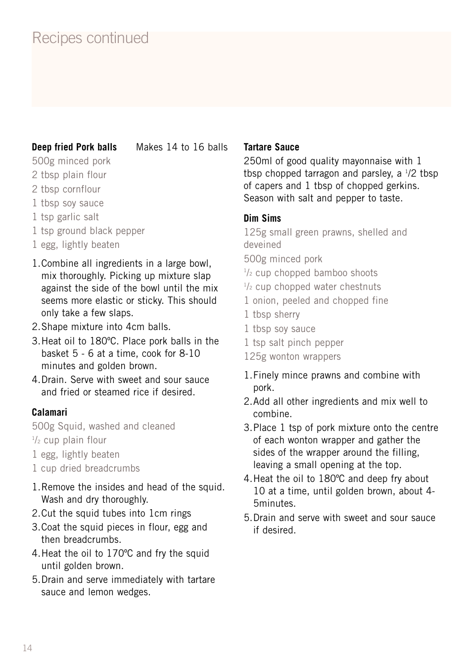 Recipes continued | Sunbeam DF5200S User Manual | Page 16 / 24