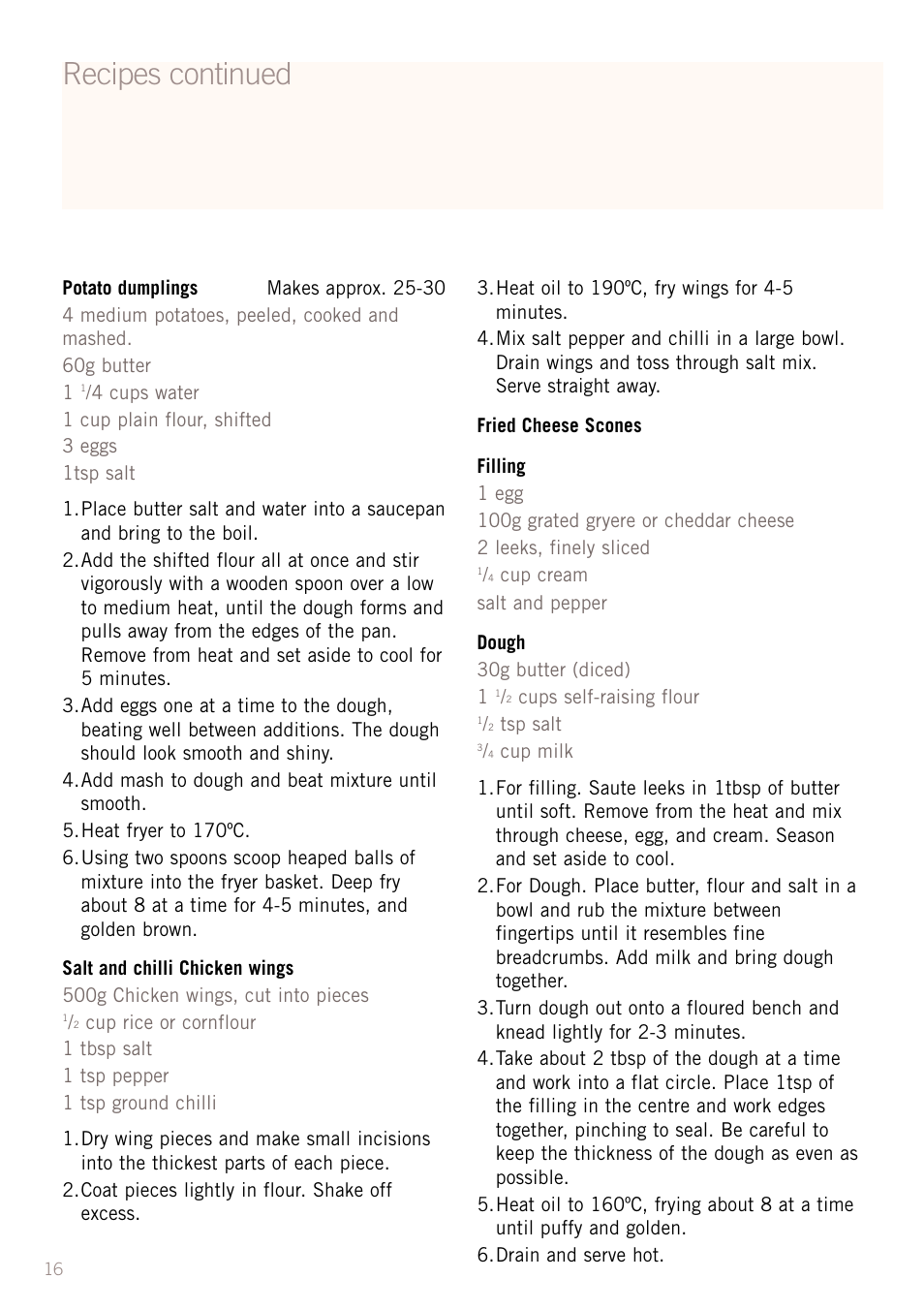 Recipes continued | Sunbeam DF5200S User Manual | Page 18 / 24