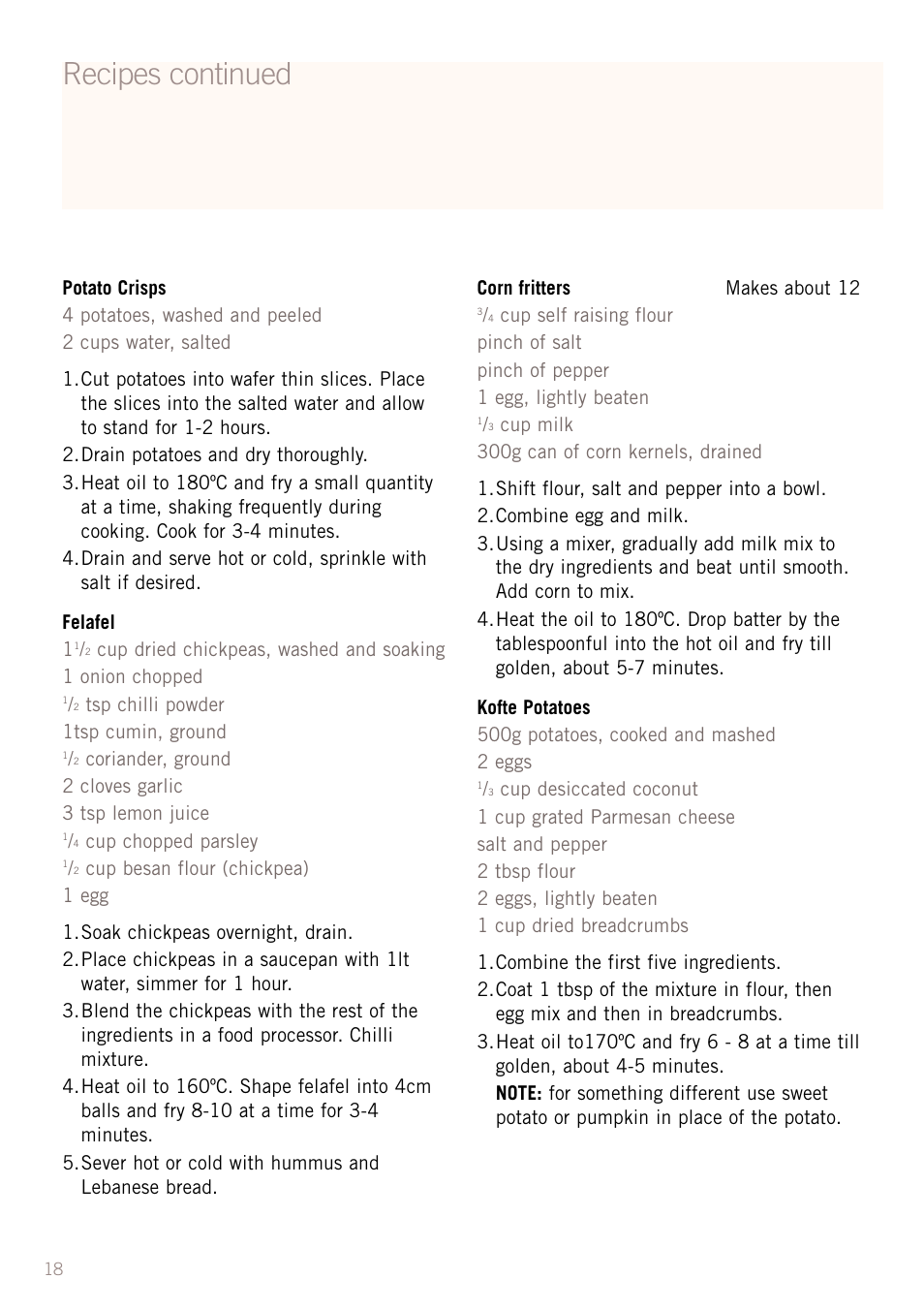 Recipes continued | Sunbeam DF5200S User Manual | Page 20 / 24