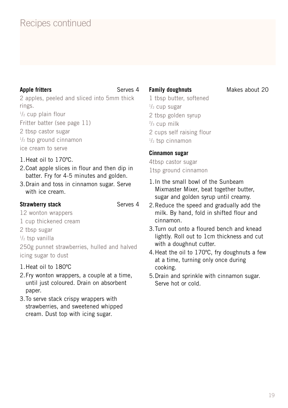 Recipes continued | Sunbeam DF5200S User Manual | Page 21 / 24