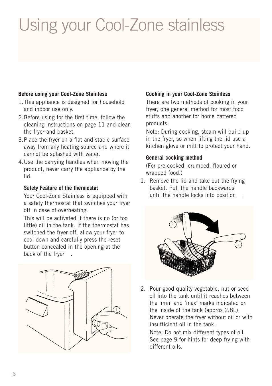 Using your cool-zone stainless | Sunbeam DF5200S User Manual | Page 8 / 24