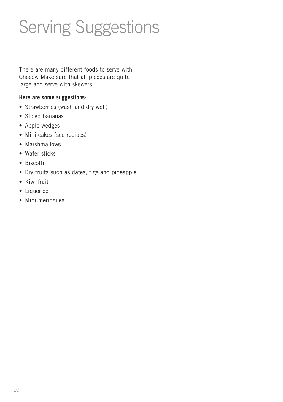 Serving suggestions | Sunbeam CF4100 User Manual | Page 12 / 16