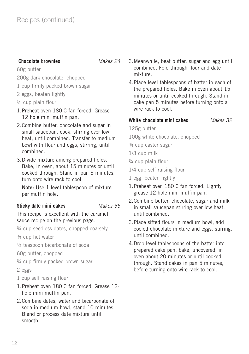 Recipes (continued) | Sunbeam CF4100 User Manual | Page 14 / 16