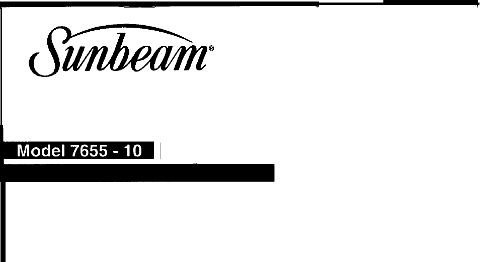 Sunbeam HOME 7655-10 User Manual | 16 pages