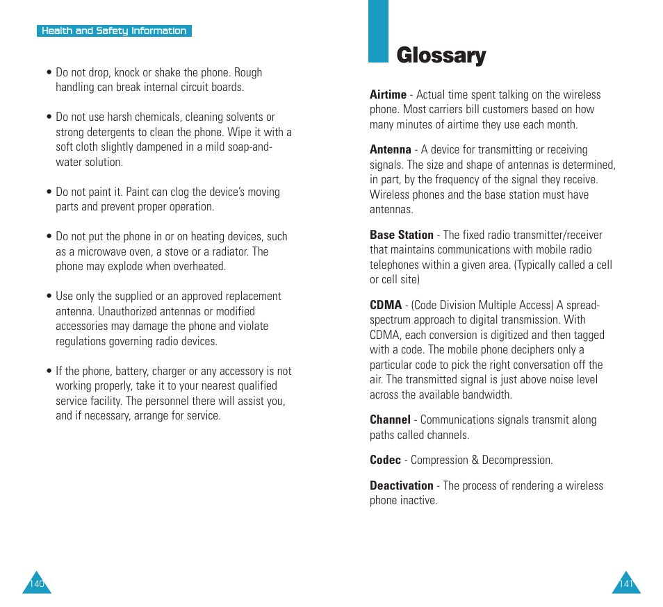 Glossary | Samsung SCH N391 User Manual | Page 71 / 75