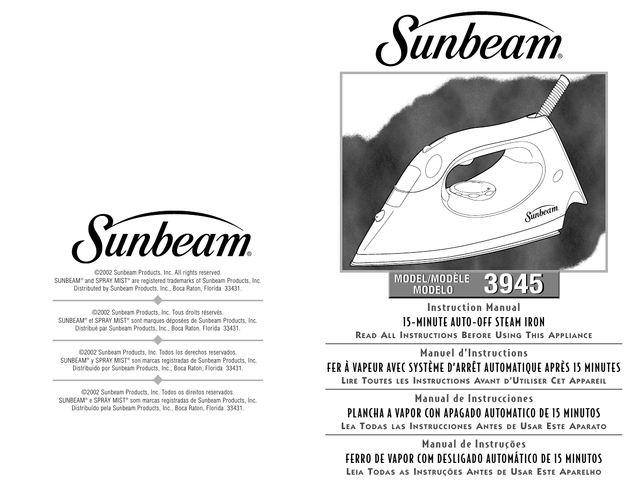 Sunbeam 3945 User Manual | 22 pages