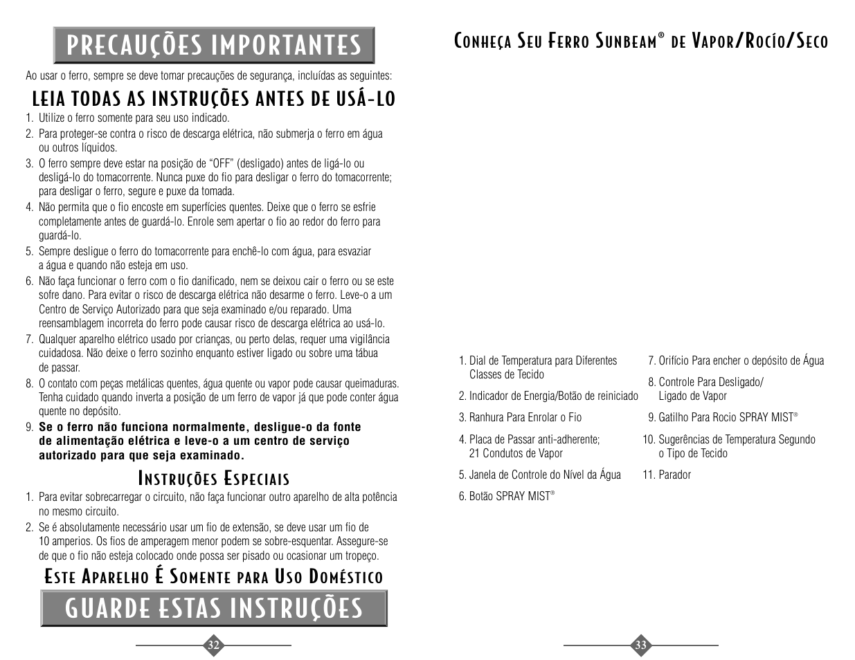 Precauções importantes guarde estas instruções, Leia todas as instruções antes de usá-lo | Sunbeam 3945 User Manual | Page 17 / 22