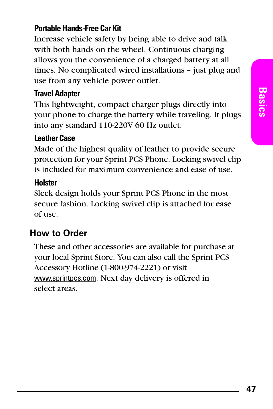 How to order, Basics | Samsung PM-A740 User Manual | Page 55 / 94