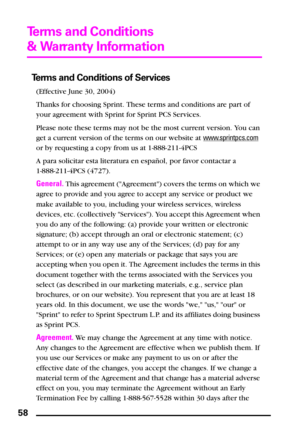 Terms and conditions of services, Terms and conditions & warranty information | Samsung PM-A740 User Manual | Page 66 / 94