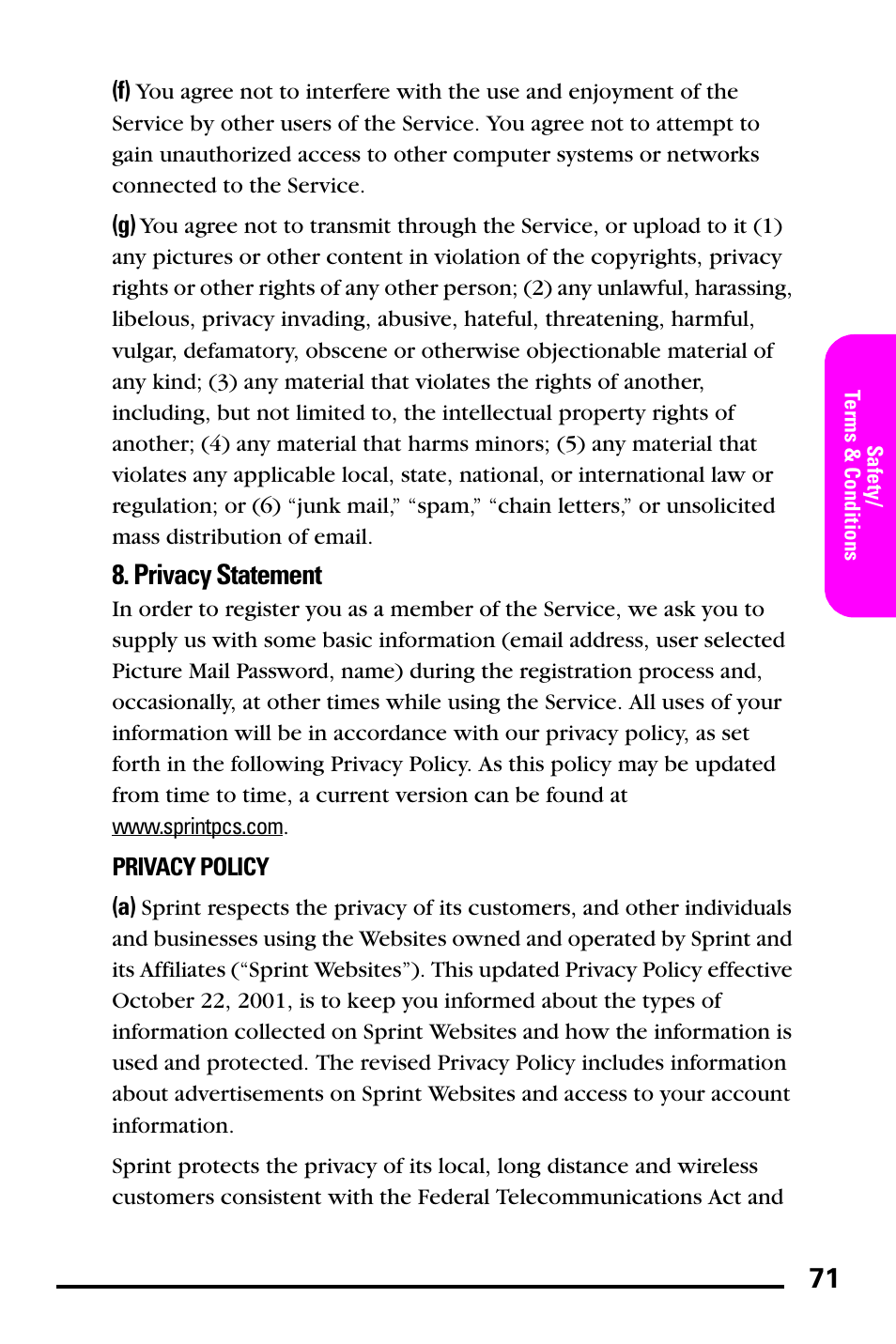 Privacy statement | Samsung PM-A740 User Manual | Page 79 / 94