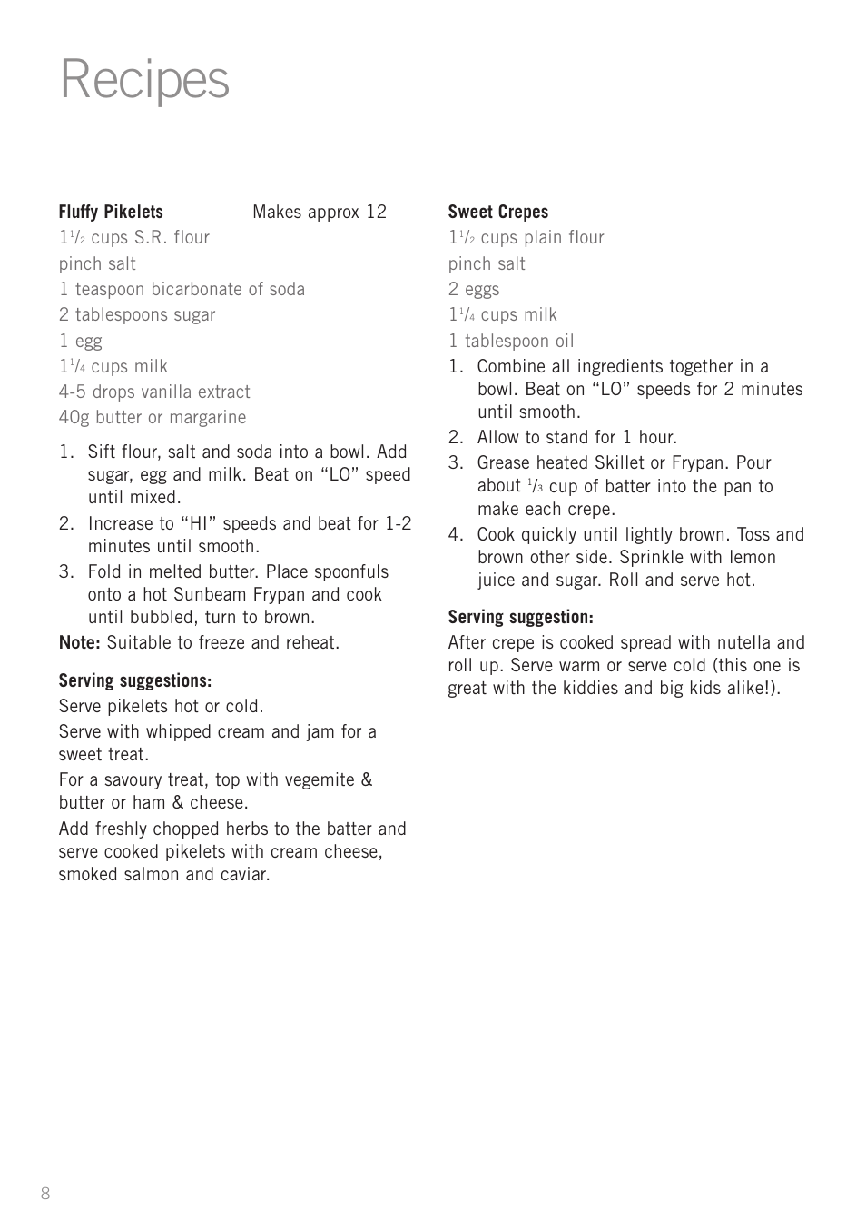 Recipes | Sunbeam JM5900 User Manual | Page 10 / 18