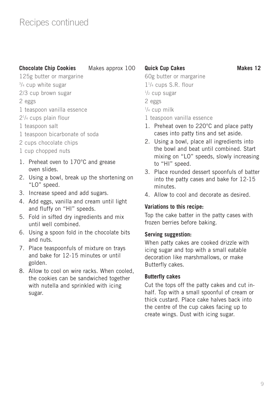 Recipes continued | Sunbeam JM5900 User Manual | Page 11 / 18